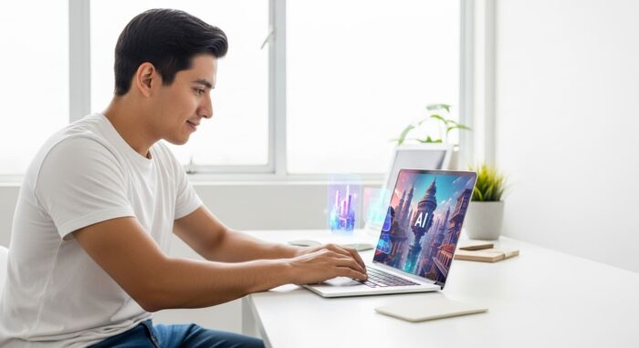 Joven en laptop