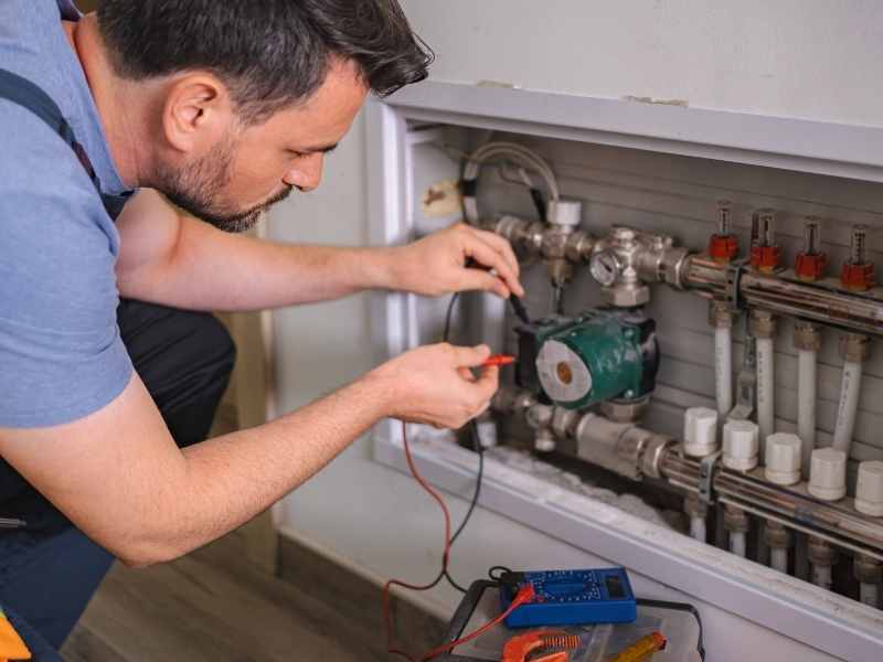 Técnico revisando tuberías y equipo de refrigeración para asegurar la continuidad de la cadena de frío.