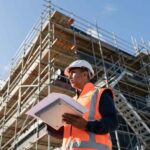 Ingeniero supervisando obra en construcción, símbolo de la infraestructura que acompaña a los grandes desarrollos inmobiliarios.